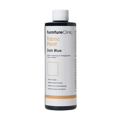 Image of Furniture Clinic Fabric Paint Use to Restore or Change the Colour of Upholstery, Soft Furnishings, Car Interiors Easy Works on All Fabrics (Dark Blue, 250 ml)