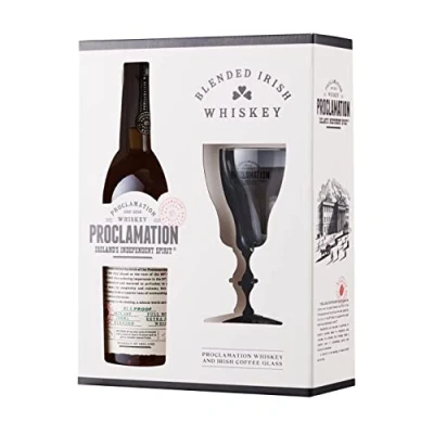 Image of Proclamation Blended Irish Whiskey, 40.7% ABV, 70cl and Branded Coffee Glass Gift Pack