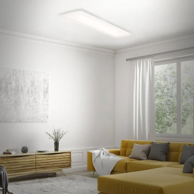 Image of BRILONER — LED ceiling lamp, dimmable panel, color temperature control, incl. remote 24W, 2,600 lumens, white, 1000x250x60mm (LxWxH)