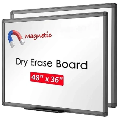Image of VIZ PRO Dry Erase Whiteboard, 2 Pack 1200x900mm Magnetic White Board with Black Aluminium Frame for School Office and Home