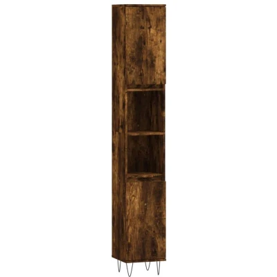 Image of vidaXL Bathroom Cabinet Smoked Oak 30x30x190 cm Engineered Wood