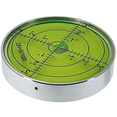 Image of UMEI 60mm w/ Magnet High Precision Horizontal Bubble Aluminium Case Bullseye Spirit Surface Level Round Inclinometers,Accuracy 15&#039;/2（60x12mmw/ Magnet）, Clear,silver, (34568)