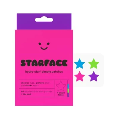 Image of Starface World Party Pack Big Hydro Stars, Colorful Hydrocolloid Pimple Patches, Absorb Fluid and Reduce Redness, Cute Star Shape (96 Count)