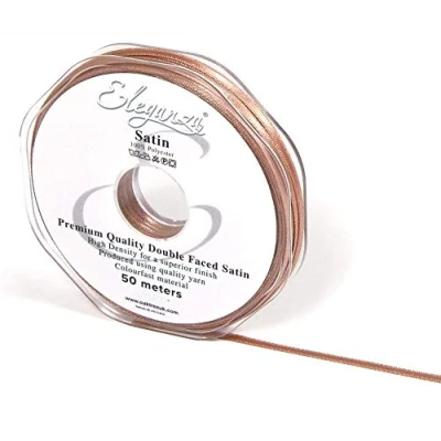 Image of OloreHome Eleganza Double Faced Satin Ribbon Deep Rose Gold 3mm x 50m