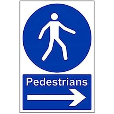 Image of V Safety Pedestrians, Arrow Right Sign 200mm x 300mm Self Adhesive Vinyl