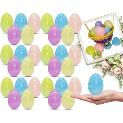 Image of 30PCs Iridescent Plastic Easter Eggs 3&quot;/7.7cm Large Empty Colorful Bulk Fillable for Hunt Party Favor Basket Stuffers Filler Classroom Prize