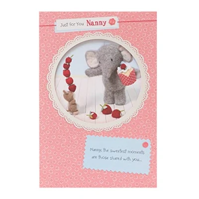 Image of UK Greetings Mother&#039;s Day Card for Nanny With Envelope Cute Elephant Design, Pink