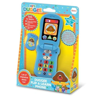 Image of Hey Duggee Toys, Flip &amp; Learn Toy Phone For Kids Helps Child Development, Learning, Problem Solving, Communication, Hand Eye Coordination and Motor Skills, 18+ Months, Blue