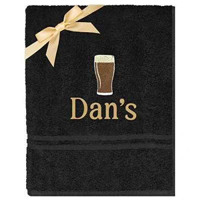Image of TeddyT&#039;s Personalised Men&#039;s Beer Embroidered Bath Towel Gift