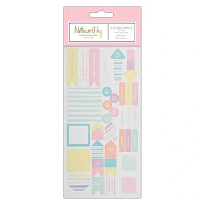 Image of Noteworthy Pastel Hues Sticker Sheet (68 pieces)