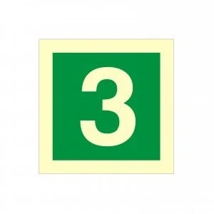 Image of Glow In The Dark Number 3 Sign 100mm x Rigid Plastic