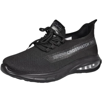 Image of Crosshatch Men Trainers Lightweight Lace up Sport Gym Fitness Shoes UK Size 7 12 (Black Zamel,9 UK)