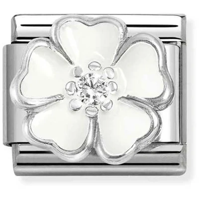 Image of Nomination White Crystal Peach Blossom Charm