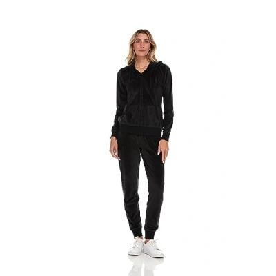 Image of Cheetah Ladies 2 Piece Velour Jogger Set, Hoodie and Sweatpants Tracksuit, Moonless Night, X Small