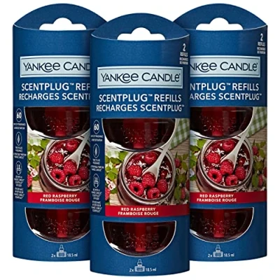 Image of Yankee Candle ScentPlug Fragrance Refills Red Raspberry Plug in Air Freshener Oil Up to 60 Days of 6 Count