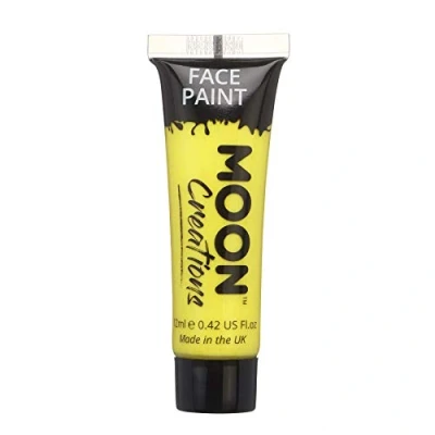 Image of Moon Creations Face &amp; Body Paint Tubes Yellow 12ml Ready to Use No Flake Cruelty Free, Made in UK for Kids, Adults, Fancy Dress, Festivals, Halloween More