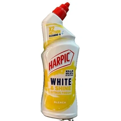 Image of Harpic White &amp; Shine Toilet Bleach Gel, Citrus, Pack 12 x 750 ml, Kills 99.9% of Bacteria, Cleaner