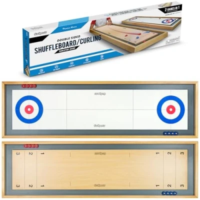 Image of GoSports Shuffleboard and Curling 2 in 1 Board Game, White