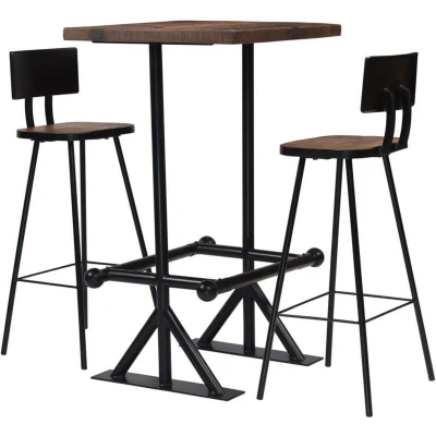 Image of vidaXL Bar Set 3 Piece Solid Reclaimed Wood