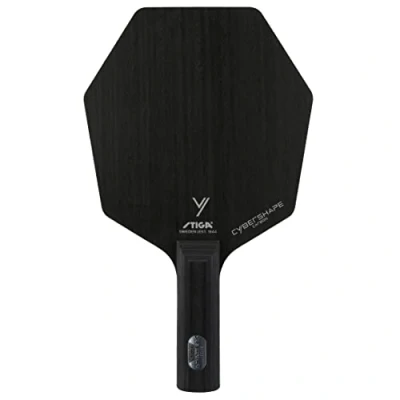 Image of STIGA Cybershape Carbon Professional Table Tennis Wood Revolutionary Bat, Unique Hexagonal Shape, Larger Hitting Surface Classic Straight