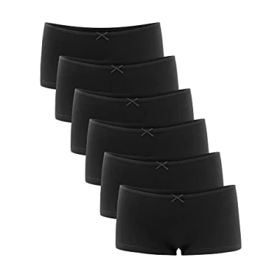 Image of Libella® Underwear Shorts Women Boxers Panties Boyshorts Cotton Briefs Ladies 6 Pack 3901 Black S