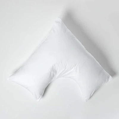 Image of HOMESCAPES White Pure Egyptian Cotton V Shape Pillowcase 200 TC 400 Thread Count Percale Equivalent Pillow Case For Nursing Pregnancy and Elderly