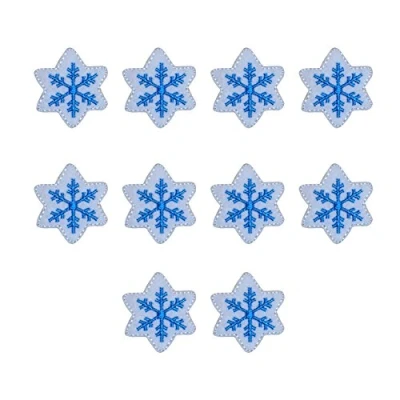 Image of HUIXUN 10 Pcs Blue Snow Snowflake Patches for Clothes Embroidery Applique Iron on Patch Clothing DIY Badge