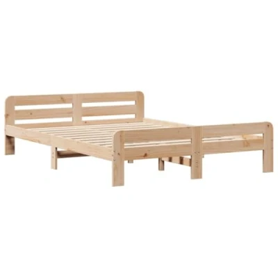 Image of vidaXL King Size Bed Frame Pine Wood, Modern Style, 150x200 cm, Solid Pine, Bedroom Furniture