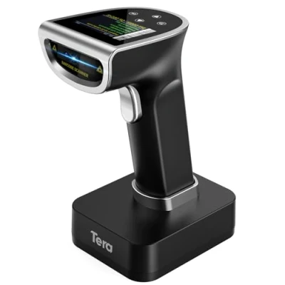 Image of Tera Barcode Scanner with Digital Setting Screen &amp; Keypad, Pro Version Extra Fast Scanning Speed, Works Bluetooth 2.4G Wireless 1D 2D QR Handheld Image Bar Code Reader Model HW0015 Silver