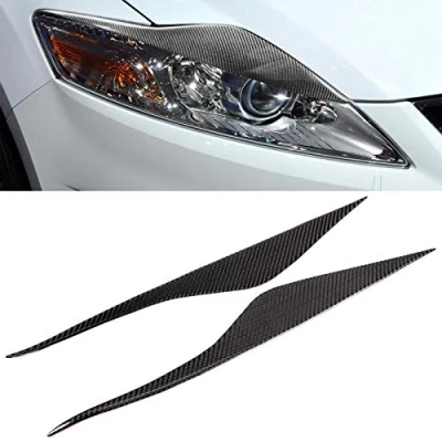 Image of Headlight Eyebrow Trim, 2pcs Carbon Fiber Headlamp Eyelids Stripe Sticker Decal, Front Light Eyelid Decoration Car Replacement for Mondeo MK4 2007 2013