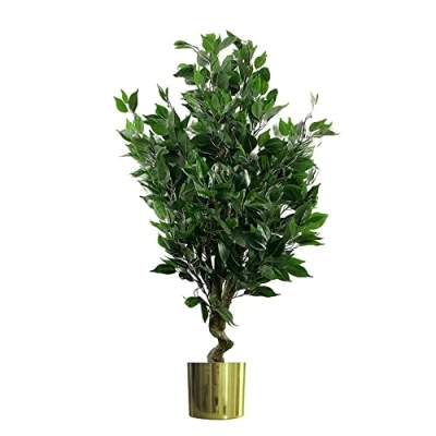 Image of Leaf Realistic Artificial Ficus Tree with Planter, Mixed Materials, 110cm Evergreen Gold