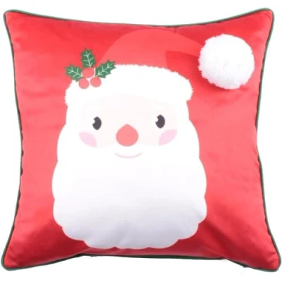 Image of Bedlam Jolly Santa Fleece Cushion Cover 43 x 43cm in Red