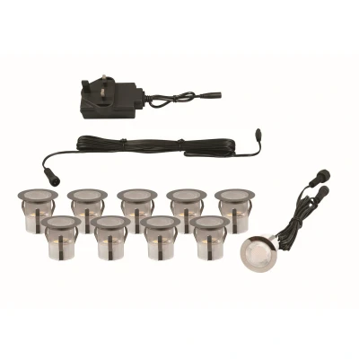 Image of Zink AUBIN Stainless Steel 10 x LED Deck Light Kit Daylight