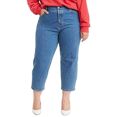 Image of Levi&#039;s Women&#039;s Plus Size 501 Crop Jeans Jazz Jive Stonewash (Blue) 24