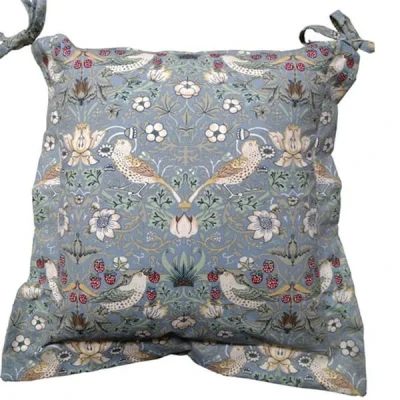Image of William Morris Strawberry Thief Blue Oxford Seat Pad