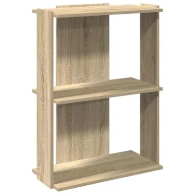 Image of vidaXL Engineered Wood Bookcase 3 Tier Sonoma Oak Bookshelf 60x30x80 cm Modern Freestanding Shelving Unit for Living Room/Office