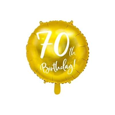 Image of PartyDeco Foil Balloon 45cm for 70th Birthday Gold &quot;70&quot; Balloon, Helium &amp; Air Compatible, Sturdy, Perfect Decoration Men and Women