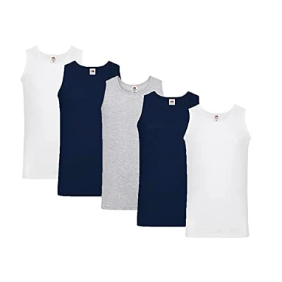 Image of Fruit of the Loom Valueweight 61 098 0 Men&#039;s T Shirt, 2 x White Deep Navy 1 Grey + Hl kauf Notepad, XL