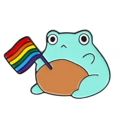 Image of Cartoon Cute Rainbow Flag Frog Brooch Gay Badge Animal LGBT Enamel Pin Pride Brooches Accessories Clothes Bag Jacket Fashion Jewelry