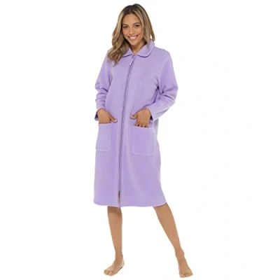 Image of Undercover Ladies Zipped Soft Fleece Dressing Gown LN730 Lilac 18 20