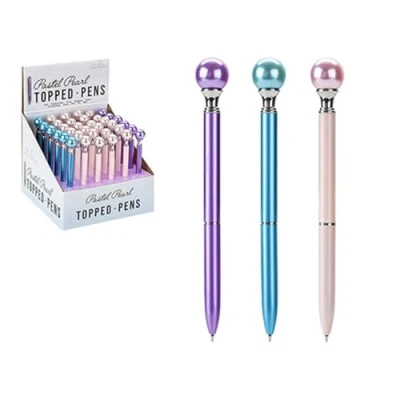 Image of Elegant Pastel Pearl Ball Top Pen Assorted Colors (1 Pc.) Stylish Design &amp; Vibrant Ideal For Sophisticated Writing Gifting
