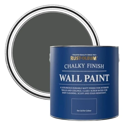 Image of Rust Oleum Dark Grey Matt Emulsion Wall Paint Graphite 2.5L