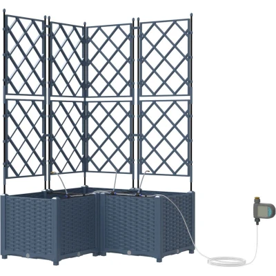 Image of vidaXL Garden Planters with Water Irrigation System 3 pcs Grey