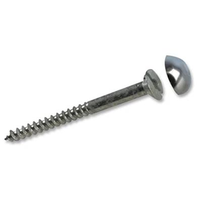 Image of Duratool MS114CP No.8 x 1 1/4&quot; Countersunk Slotted Mirror Screw with Chrome Cap, Pack of 10