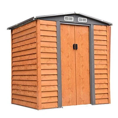 Image of Outsunny 6.5x5.2ft Garden Shed Wood Effect Tool Storage Sliding Door Grain