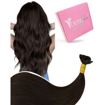 Image of YoungSee U Tip Hair Extensions Human Brown Utip Darkest 20In Tips Remy Natural Hot Fusion 50s/50g