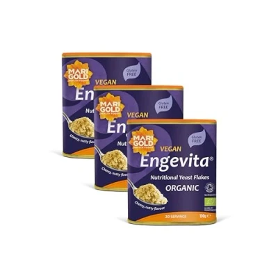 Image of Marigold Health Foods Engevita Organic Nutritional Yeast Flakes Gluten Free Vegan 100g (Pack of 3)
