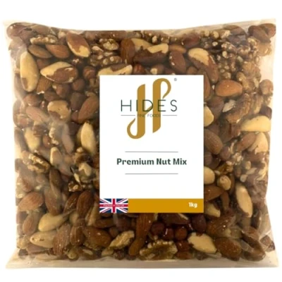 Image of Hides Fine Foods Premium Nut Mix 1kg GMO Free Suitable for Vegetarians Great Baking Flapjacks Granola Trail Snacking Cooking