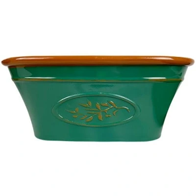 Image of Fargro Olive Trough 38cm Dark Green with Brown Rim Code: KA200328DGBR