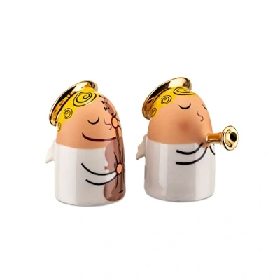 Image of Alessi 4.5 x 3 cm Angels Hand Decorated Porcelain Figurines, Set of 2